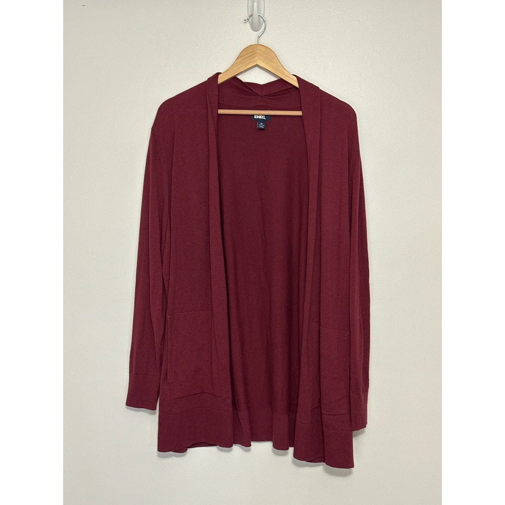 Lands End Open Front Cardigan Sweater Womens 16W-18W Timeless Classic Academia